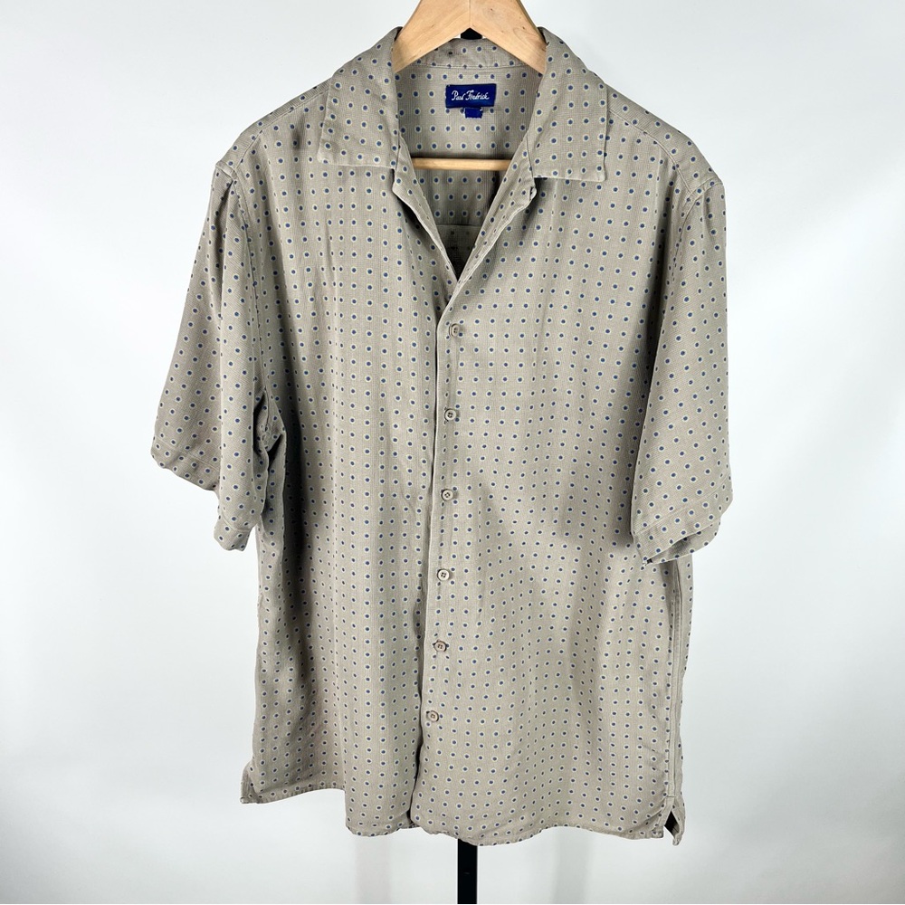 Paul Fredrick 100% Silk Patterned Button Down Shirt Size Large